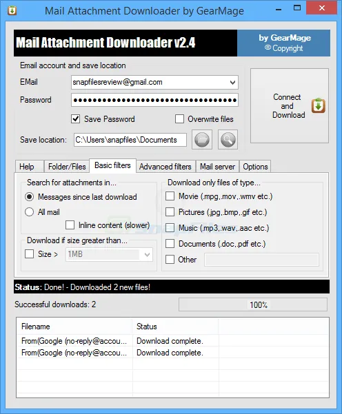 Mail Attachment Downloader Capture d'écran 2