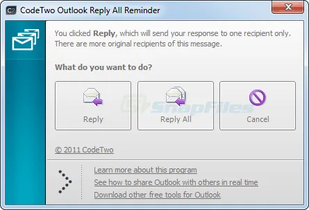 CodeTwo Outlook Reply All Reminder Capture d'écran 1