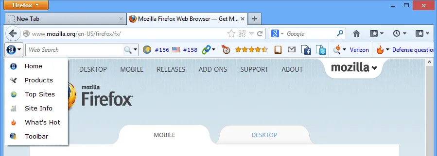 Alexa Toolbar for Firefox Capture d'écran 1