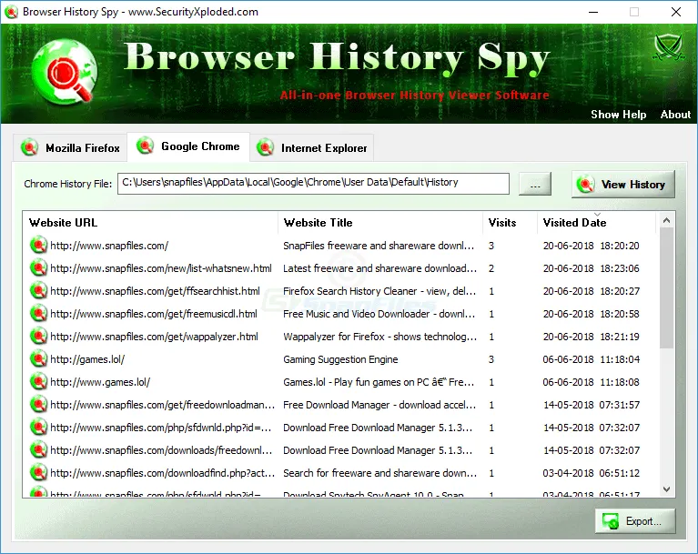 Browser History Spy Capture d'écran 1