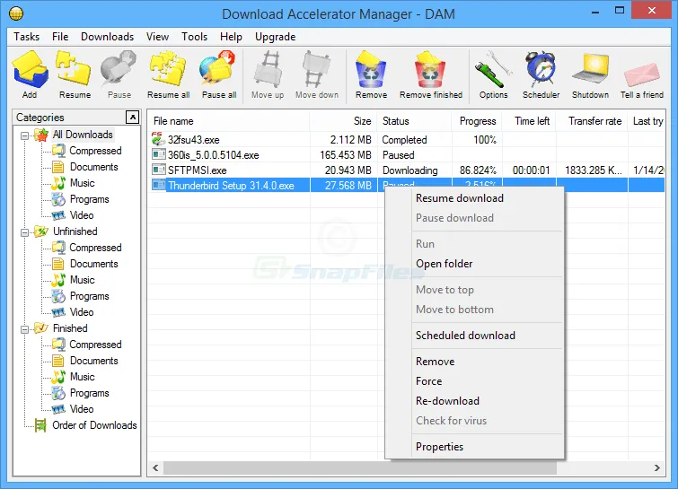 Download Accelerator Manager Capture d'écran 1