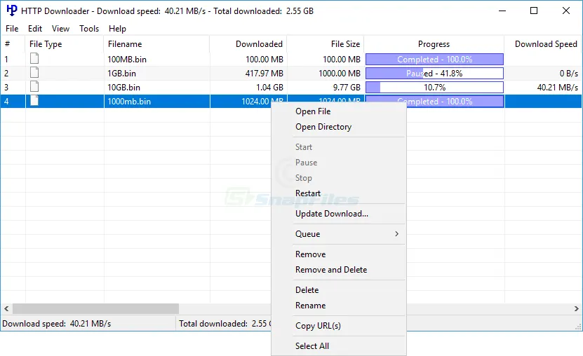 HTTP Downloader Capture d'écran 1