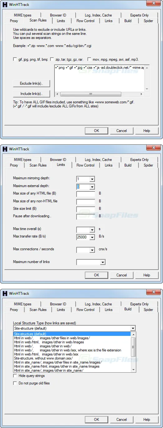 HTTrack Capture d'écran 2