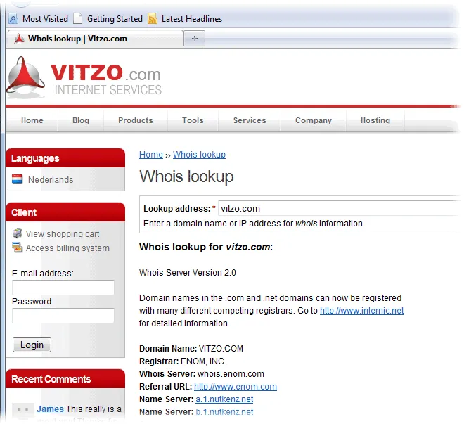 Vitzo WHOIS for Firefox Capture d'écran 2