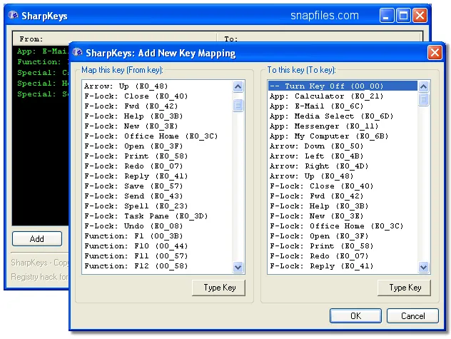 SharpKeys Capture d'écran 1