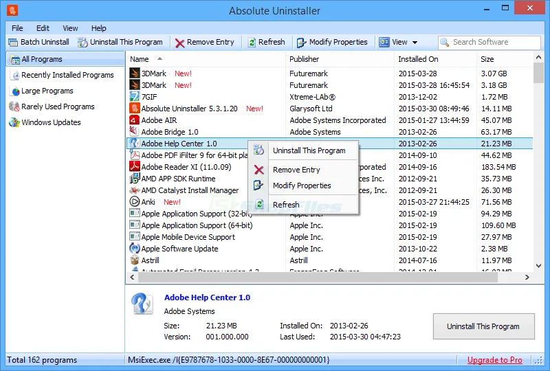 Absolute Uninstaller Capture d'écran 1