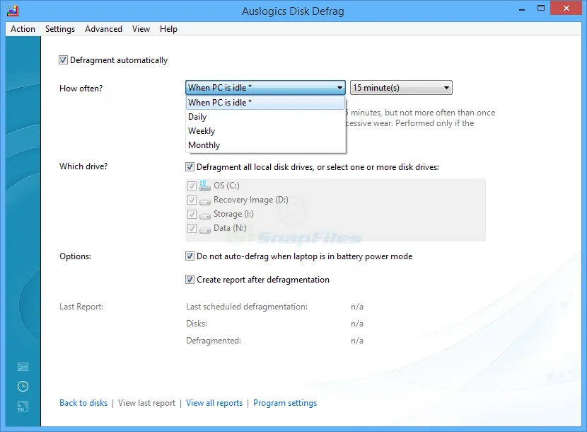 Auslogics Disk Defrag Capture d'écran 2