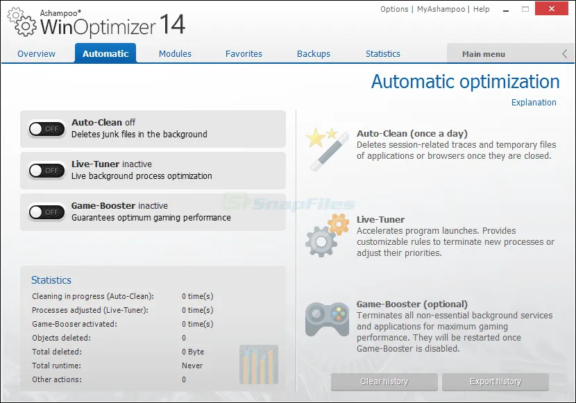 Ashampoo WinOptimizer Capture d'écran 2