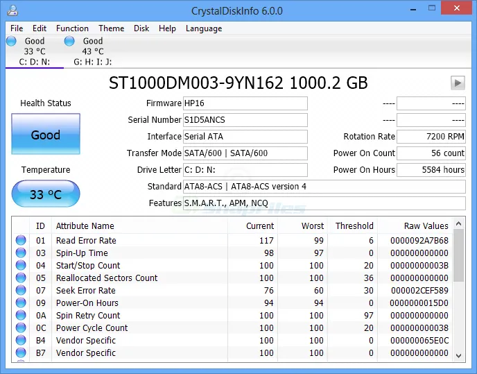 CrystalDiskInfo Capture d'écran 1