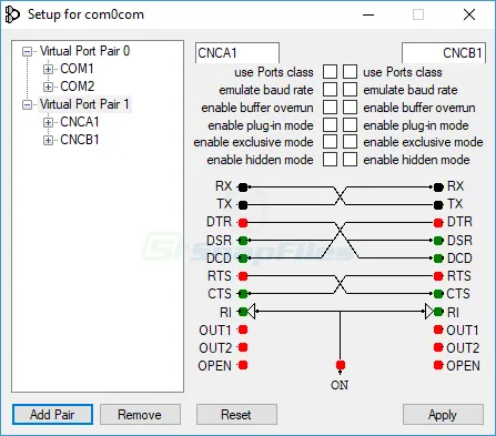 Null-modem Emulator (com0com) Capture d'écran 2