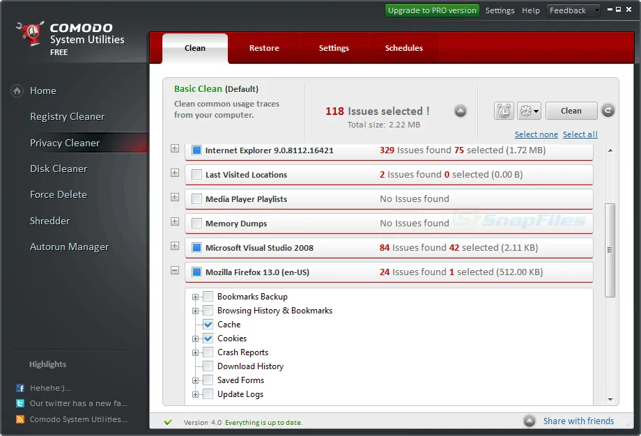 Comodo System Utilities Capture d'écran 2