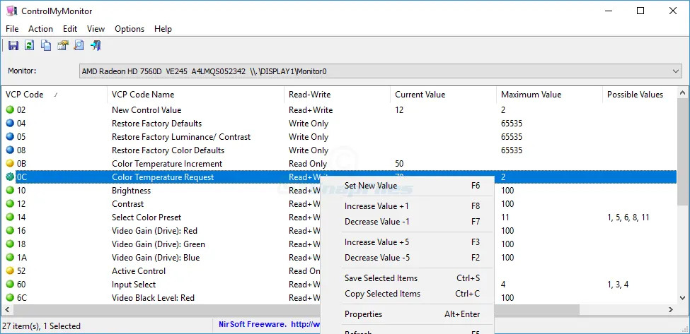 ControlMyMonitor Capture d'écran 2