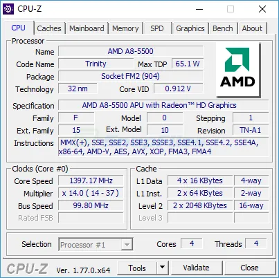 CPU-Z Capture d'écran 1