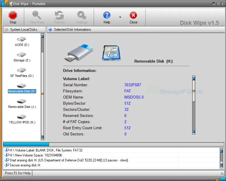 Disk Wipe Capture d'écran 1