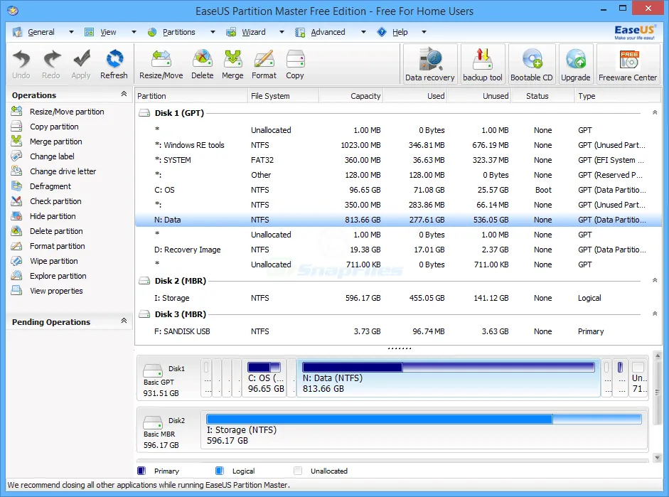 EaseUS Partition Master Capture d'écran 1