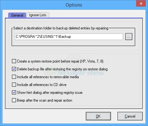 Eusing Free Registry Cleaner Capture d'écran 2