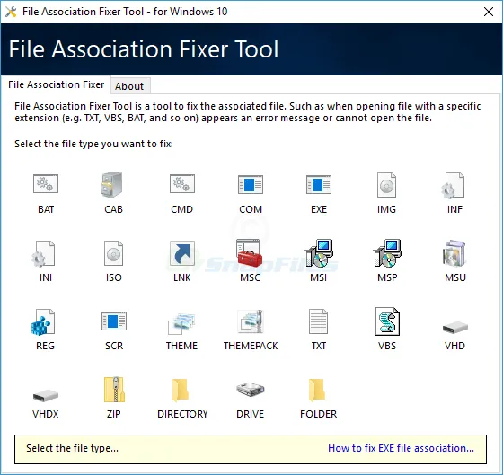 File Association Fixer Tool Capture d'écran 1