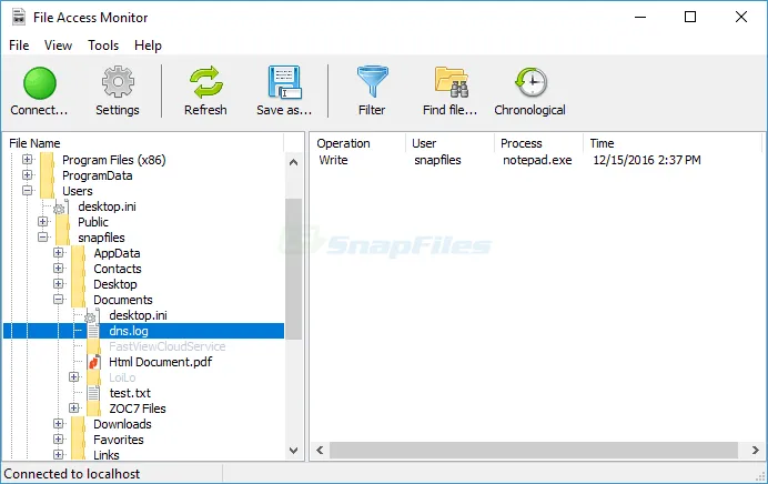 SoftPerfect File Access Monitor Capture d'écran 1