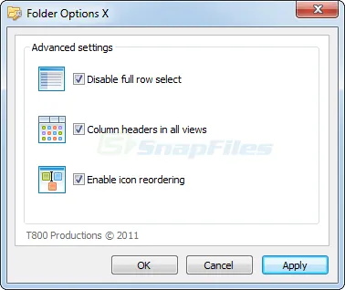 Folder Options X Capture d'écran 1