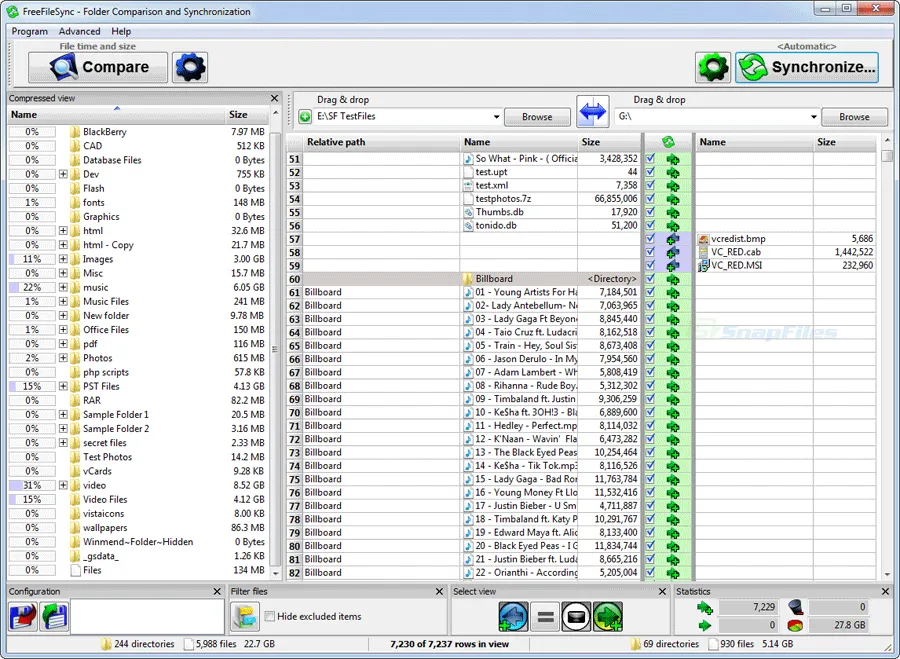 FreeFileSync Capture d'écran 1