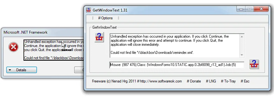 GetWindowText Capture d'écran 1