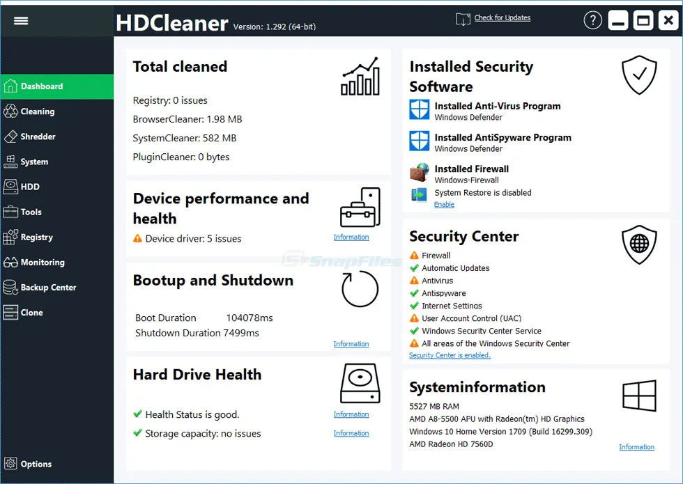 HDCleaner Capture d'écran 1