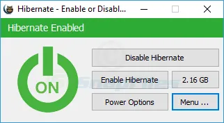 Hibernate Enable or Disable Capture d'écran 1