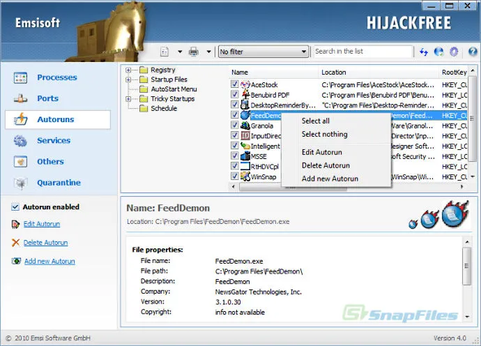 Emsisoft HiJackFree Capture d'écran 2