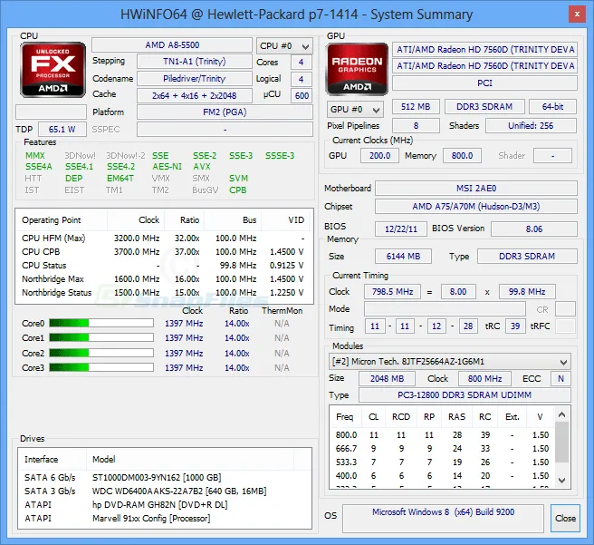 HWiNFO Capture d'écran 2