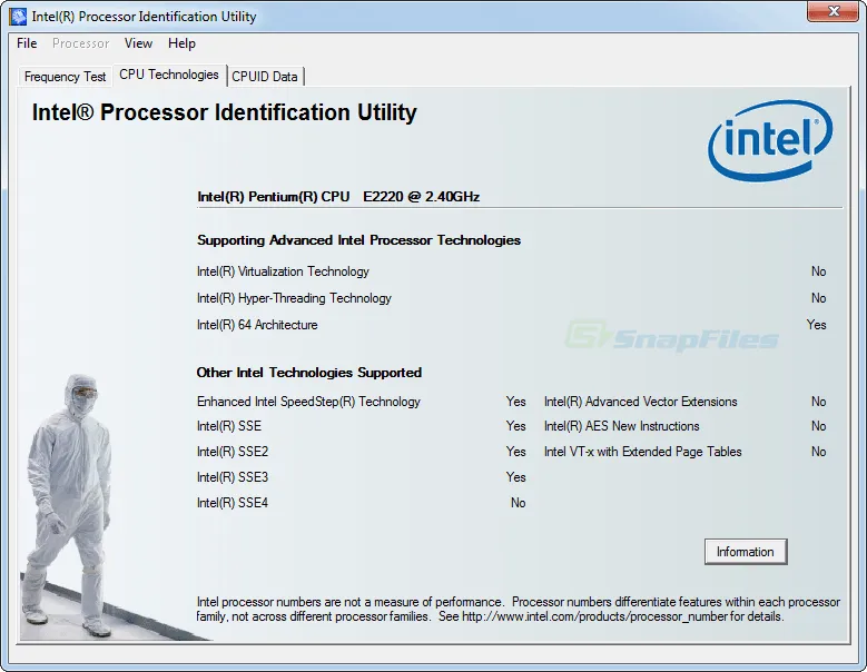 Intel Processor Identification Utility Capture d'écran 2