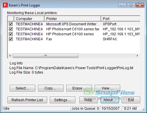 Karens Print Logger Capture d'écran 1