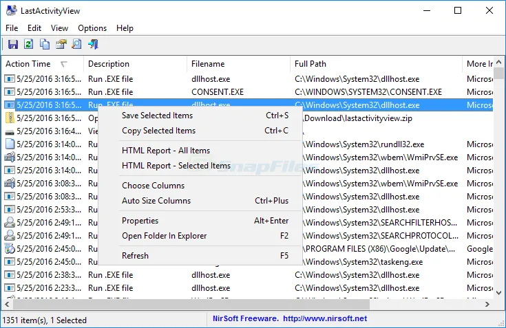 LastActivityView Capture d'écran 1