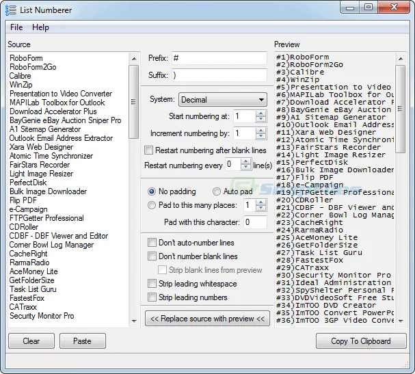 List Numberer Capture d'écran 1