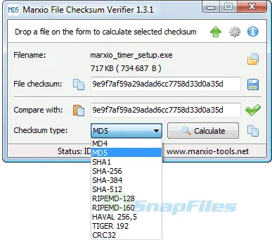 Marxio File Checksum Verifier Capture d'écran 1