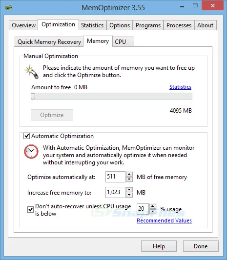 MemOptimizer Capture d'écran 2