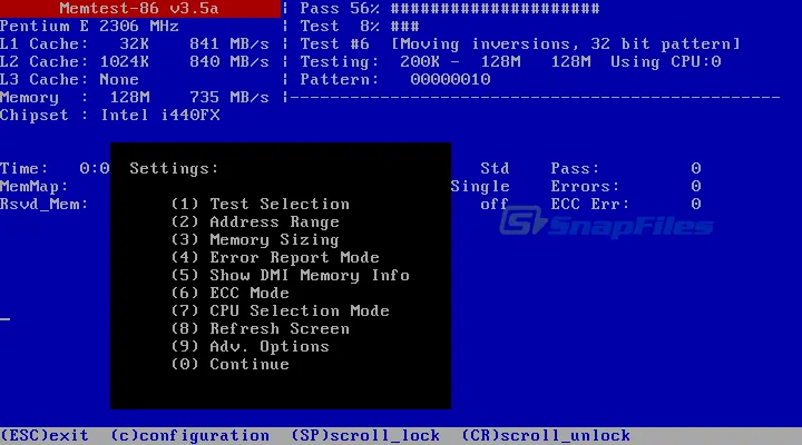 Memtest86 Capture d'écran 1