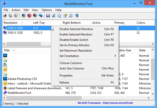 MultiMonitorTool Capture d'écran 1