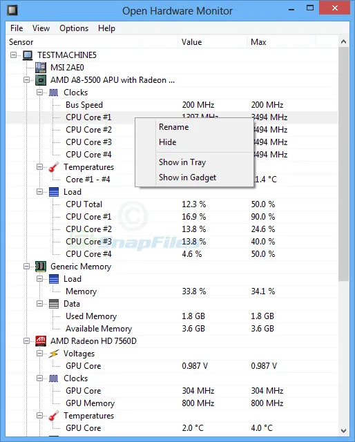 Open Hardware Monitor Capture d'écran 1