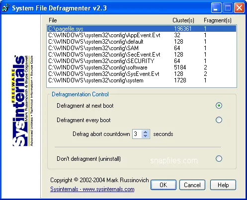 PageDefrag Capture d'écran 1