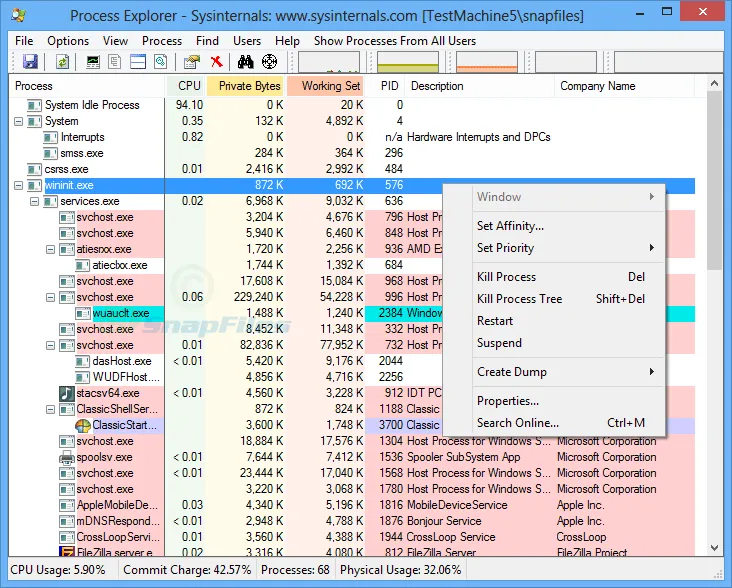 Process Explorer Capture d'écran 1