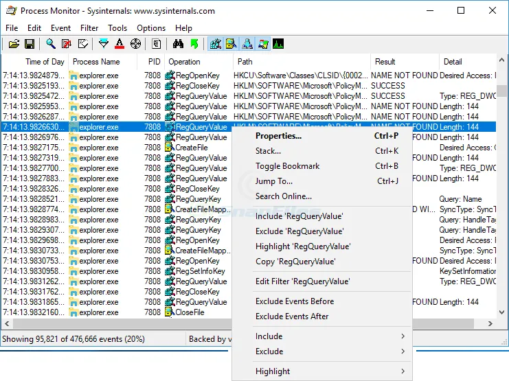 Process Monitor Capture d'écran 1