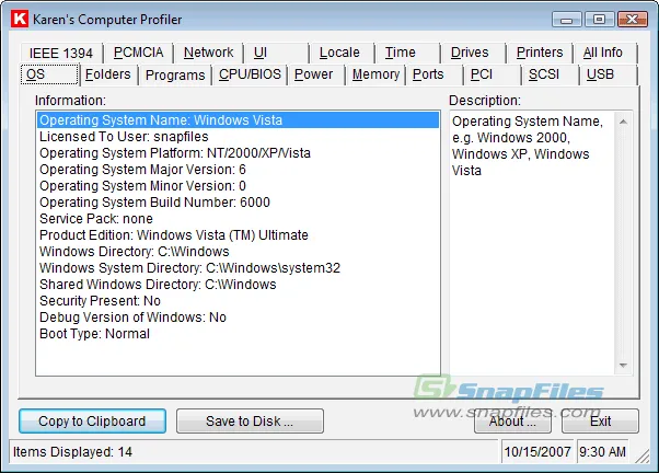 Karens Computer Profiler Capture d'écran 1