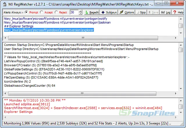 MJ Registry Watcher Capture d'écran 1