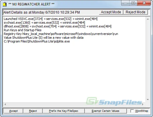 MJ Registry Watcher Capture d'écran 2