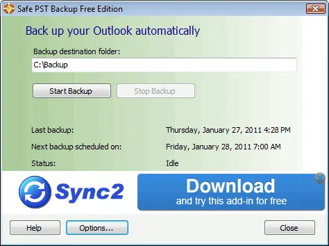 Safe PST Backup (Free Edition) Capture d'écran 1