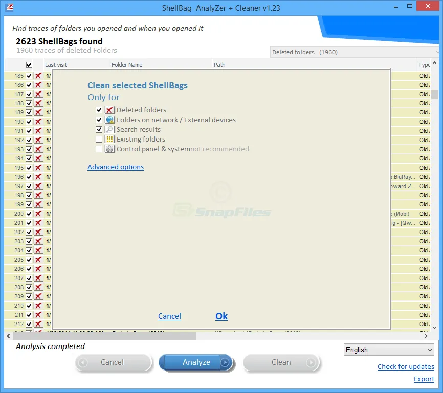 ShellBag Analyzer and Cleaner Capture d'écran 2