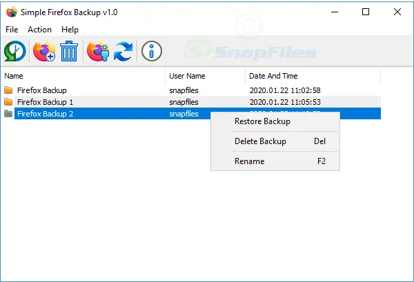 Simple Firefox Backup Capture d'écran 1