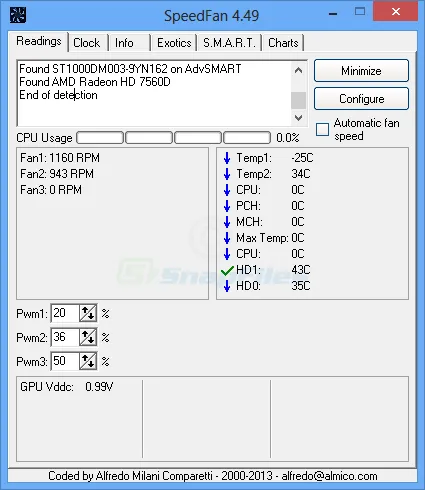 SpeedFan Capture d'écran 1