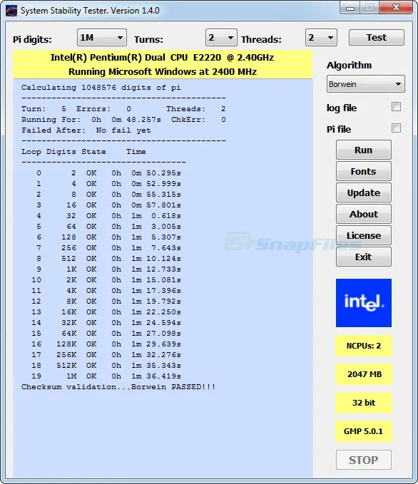 System Stability Tester Capture d'écran 1