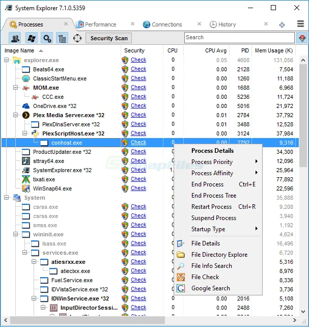 System Explorer Capture d'écran 1